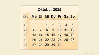 Kalender Oktober 2025 [upl. by Sancha738]