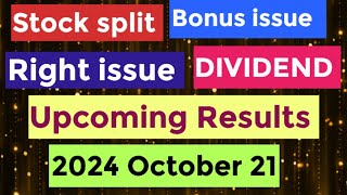 21102024 Tomorrow Events calendarquarterly results stock splitBonus issueLoyalbillionaire [upl. by Eyanaj]