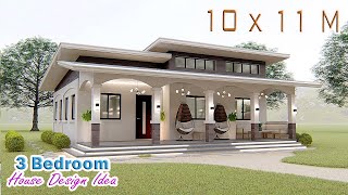 HOUSE DESIGN IDEA  10 X 11 Meters  3 Bedroom Farmhouse [upl. by Nomelc68]