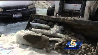 Cars frozen in place from water main break [upl. by Naval]