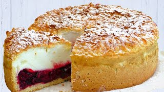 Cherry pie with CHEESECAKE taste This cake melts in your mouth Simple and very tasty [upl. by Asenev]