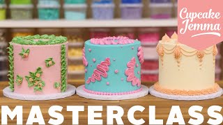 Buttercream Piped Cake Masterclass Tutorial  Cupcake Jemma [upl. by Luapnoj]