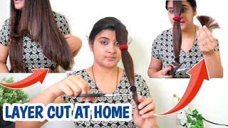 HOW I CUT MY OWN HAIR AT HOME EASY LAYER CUT DIY [upl. by Natsirt]