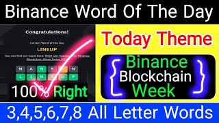 Binance Word Of The Day  Theme Binance Blockchain Week [upl. by Rorrys]