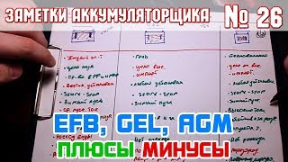 ЗА № 26 EFB GEL AGM плюсы и минусы автомобильных аккумуляторов [upl. by Ennaeel725]