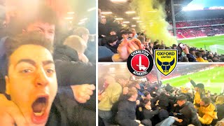 AWAY END CHAOS amp PYROS at Charlton 12 Oxford  LIMBS amp GOAL OF THE SEASON [upl. by Avrit]