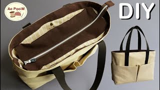 How to make a large zipper tote bag with multipockets [upl. by Haleelahk214]