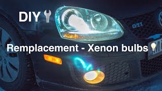 Remplacement BiXenon headlights bulbs GTI MK5  DIY [upl. by Ymas]