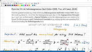 Math2 Ex111h 2nd Order ODE Inhomogeneous [upl. by Llenrod]