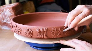 Making a Wide Serving Bowl with Floral Decoration [upl. by Nalani]