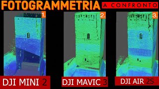 DJI MAVIC 3 vs AIR 2S vs MINI 2  Test Rilievo e Confronto Fotogrammetria con AGISOFT METASHAPE [upl. by Eelarol]