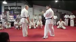 Garry ONeill kyokushin karate thigh kick counters with Dean Booth [upl. by Athiste674]