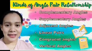 Angle Pairs  Complementary  Supplementary  Adjacent  Linear Pair  Congruent  Vertical [upl. by Aime]