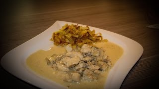 Putengeschnetzeltes mit Champignonrahmsosse und Rösti sehr lecker trotz Pannen [upl. by Ahsitil]