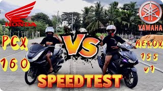 HONDA PCX160 VS YAMAHA AEROX 155 V1 SPEEDTEST  BATTLE OF MAXI SCOOTERS [upl. by Xyla]