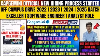 Capgemini Official Hiring Process Started  Exam Mail  20252022 Batch Complete Details Information [upl. by Earezed942]