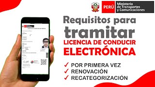 Requisitos para tramitar LICENCIA DE CONDUCIR ELECTRONICA  BREVETE ELECTRONICO  MTC  paso 1 [upl. by Deyes190]