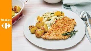 Kalkoenschnitzel met sinaas venkelsalade en geroosterde krieltjes [upl. by Knoll]