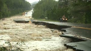 Multiple roads in Swanzey Winchester washed out by flash flooding [upl. by Rhyne]