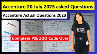 🔴Accenture 20 July 2023 Complete paper Solution  Accenture Pseudo code Actual Question [upl. by Adorl274]