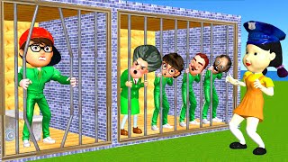 Scary Teacher 3D vs Squid Game  Help Miss T and 4 Neighbors Escape Prison 5 Times Challenge [upl. by Kristy]