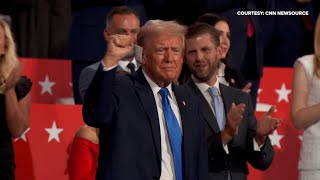 Donald Trump walks out with bandaged ear for day 2 of the RNC [upl. by Grania708]