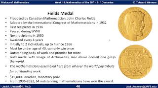 Math History 137 Nobel Prize Fields Medal and Abel Prize Winners [upl. by Mcleod]