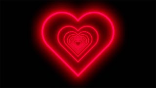 Neon Tunnel of Red Hearts on Black Background Video Loop [upl. by Rramel444]