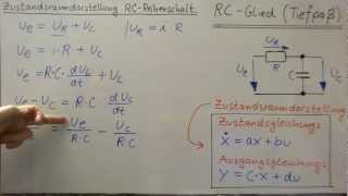 Zustandsraumdarstellung ► Gleichungen aufstellen ►RCGlied Tiefpass [upl. by Gnouhk176]