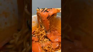 samyang buldak ramen with smoked salmon slices asmr koreanfood [upl. by Halona]