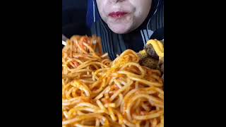 Spaghetti tomato sauce amp fried kebab  ASMR [upl. by Trin]