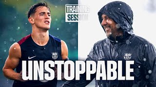 RAINY TRAINING after BIG WIN in el CLÁSICO  FC Barcelona Training 🔵🔴 [upl. by Haela]