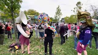 School of Honk plays and dances to “Blackbird Special”  92924 Lincoln Park Somerville MA [upl. by Atenek]