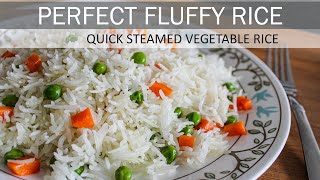 Simple Steamed Vegetable Rice  How to make Perfect Fluffy Rice  Vegan Recipe [upl. by Raouf]