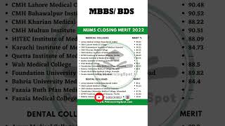 NUMS Closing Merit 2024 MBBS BDS Medical College AMC Army Medical College CMH PakLearningSpot [upl. by Etirugram]