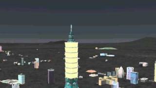 2011 Taipei 101 Fireworks in Google Earth [upl. by Eidnar]