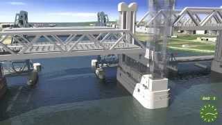 Simulation floating in of the new Botlek bridge in Rotterdam [upl. by Ahsirahc404]