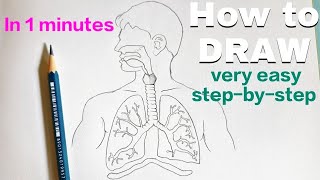 How to draw a Respiratory system in 1 min easy step by step ✍️ Artistkajalsah viral video [upl. by Brandice714]