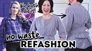 MENS SHIRT REFASHION BUT USING 100 OF IT I MEAN NO SCRAPS Refashion challenge with Miss Matti [upl. by Sternick]