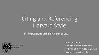 Citing and referencing using the Harvard Style [upl. by Nomyar]