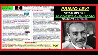 ☑️ PRIMO LEVI riassunto completo vita e opere  SE QUESTO è UN UOMO riassunto per SUPERIORI [upl. by Eldreeda461]