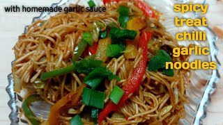 chilli garlic noodles spicy chowing recipeveg hakka noodles street style funfoodiesindia [upl. by Dihsar152]