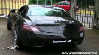 Mercedes SLS AMG  Supersprint full exhaust with no Xpipe  LOUD [upl. by Haleeuqa]