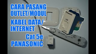 Cara pasang outletsoket LAN data internet Panasonic cat5e WEJ2488 di dinding menggunakan tang Krone [upl. by Aerdnod167]