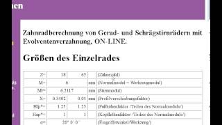 Zahnradberechnung von Gerad und Schrägstirnrädern mit Evolventenverzahnung [upl. by Middendorf]