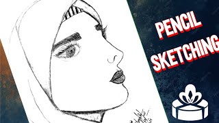 How to Draw a Side Face Girl with a Hijab StepbyStep art sketching handmade youtube ytstudio [upl. by Carson178]