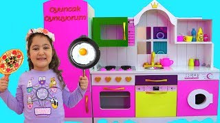 Masal amp Öykü Pretend Play with DELUXE Kitchen Toy Set  fun Kids video [upl. by Ahsenyl]