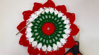 Woolen flower tutorial crochet flower pattern ♥️ ✨️ Crochet flower design [upl. by Yenahteb]