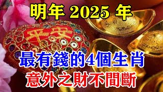 明年2025年！最有錢的4個生肖！意外之財不間斷！錢財自己送上門！搖身一變有錢人！運勢 風水 佛教 生肖 发财 横财 【佛之緣】 [upl. by Eadas96]