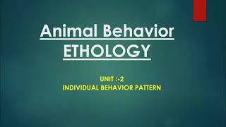 Animal Behavior  Ethology  Individual Behavior Pattern  Bachelor Degree fifth Semester Honors [upl. by Waldos]